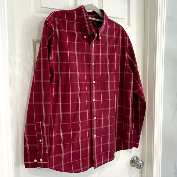 Dockers' Men's Long Sleeve Button Up Red Plaid Dress Shirt Sz L 16-16.5 Classic - Picture 3 of 12